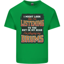 In My Head I'm Playing Drums Drummer Mens Cotton T-Shirt Tee Top Irish Green