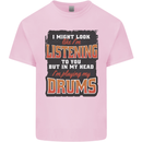 In My Head I'm Playing Drums Drummer Mens Cotton T-Shirt Tee Top Light Pink