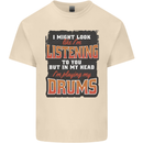 In My Head I'm Playing Drums Drummer Mens Cotton T-Shirt Tee Top Natural