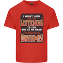 In My Head I'm Playing Drums Drummer Mens Cotton T-Shirt Tee Top Red