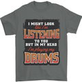 In My Head I'm Playing Drums Drummer Mens T-Shirt 100% Cotton Charcoal