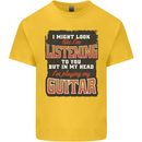 In My Head I'm Playing Guitar Acoustic Electric Kids T-Shirt Childrens Yellow