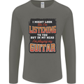 In My Head I'm Playing Guitar Acoustic Electric Mens Long Sleeve T-Shirt Charcoal