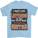 In My Head I'm Playing Guitar Acoustic Electric Mens T-Shirt 100% Cotton Light Blue
