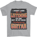 In My Head I'm Playing Guitar Acoustic Electric Mens T-Shirt 100% Cotton Sports Grey