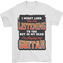 In My Head I'm Playing Guitar Acoustic Electric Mens T-Shirt 100% Cotton White