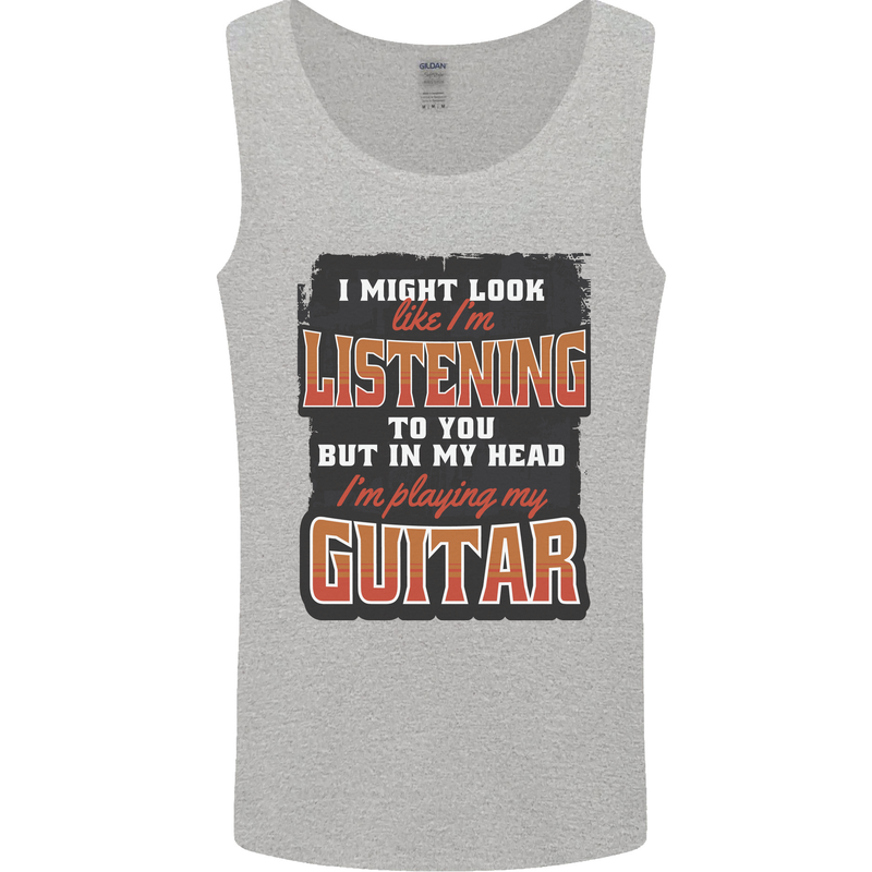 In My Head I'm Playing Guitar Acoustic Electric Mens Vest Tank Top Sports Grey