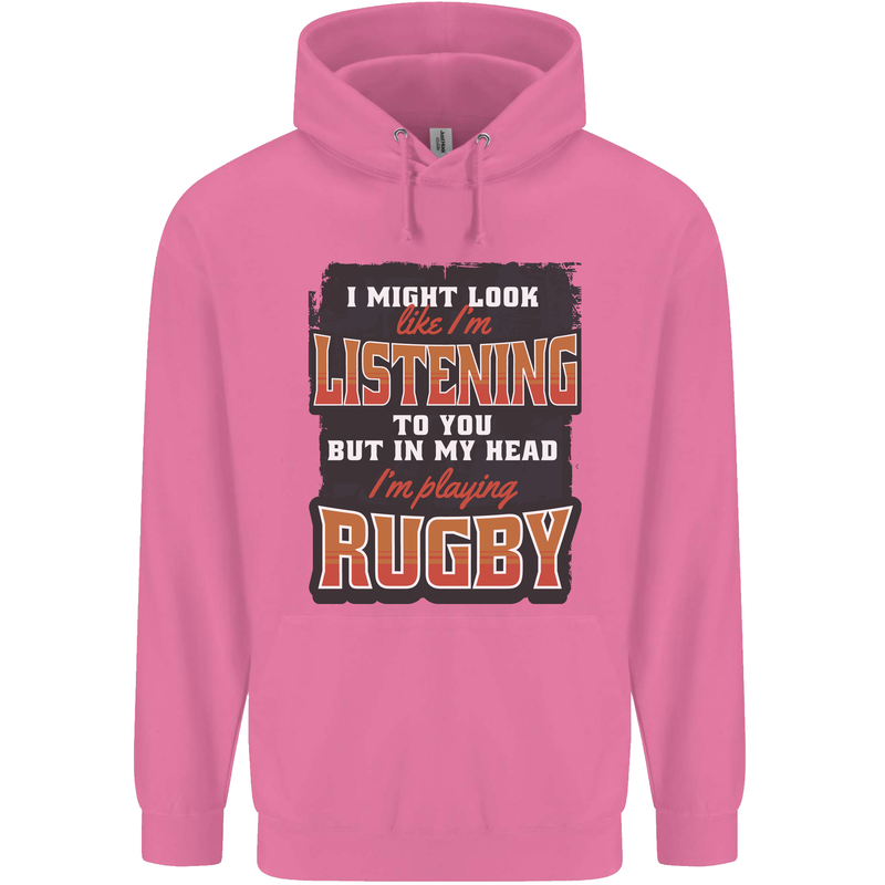 In My Head I'm Playing Rugby Funny Mens 80% Cotton Hoodie Azelea