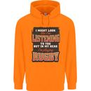 In My Head I'm Playing Rugby Funny Mens 80% Cotton Hoodie Orange