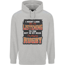 In My Head I'm Playing Rugby Funny Mens 80% Cotton Hoodie Sports Grey