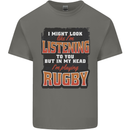 In My Head I'm Playing Rugby Funny Mens Cotton T-Shirt Tee Top Charcoal
