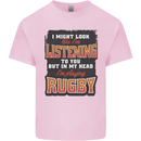 In My Head I'm Playing Rugby Funny Mens Cotton T-Shirt Tee Top Light Pink