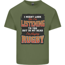 In My Head I'm Playing Rugby Funny Mens Cotton T-Shirt Tee Top Military Green