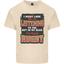 In My Head I'm Playing Rugby Funny Mens Cotton T-Shirt Tee Top Natural