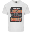In My Head I'm Playing Rugby Funny Mens Cotton T-Shirt Tee Top White