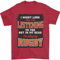 In My Head I'm Playing Rugby Funny Mens T-Shirt 100% Cotton Red
