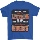 In My Head I'm Playing Rugby Funny Mens T-Shirt 100% Cotton Royal Blue