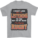 In My Head I'm Playing Rugby Funny Mens T-Shirt 100% Cotton Sports Grey