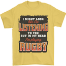 In My Head I'm Playing Rugby Funny Mens T-Shirt 100% Cotton Yellow