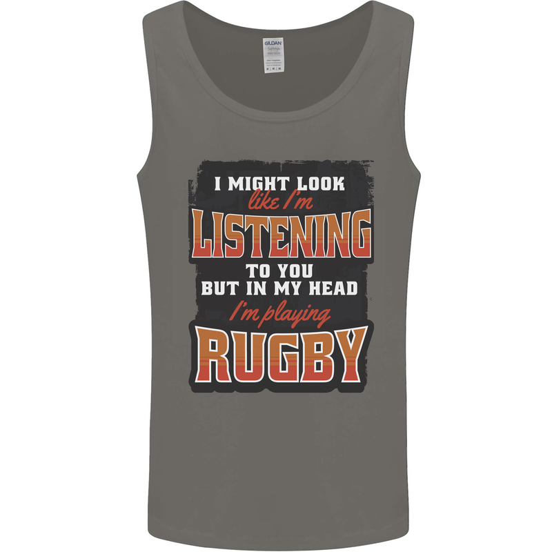 In My Head I'm Playing Rugby Funny Mens Vest Tank Top Charcoal