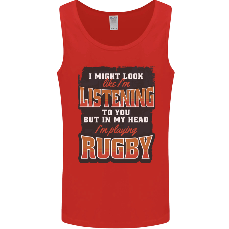 In My Head I'm Playing Rugby Funny Mens Vest Tank Top Red