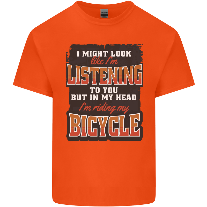 In My Head I'm Riding My Bicycle Bike MTB Kids T-Shirt Childrens Orange