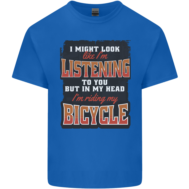 In My Head I'm Riding My Bicycle Bike MTB Kids T-Shirt Childrens Royal Blue