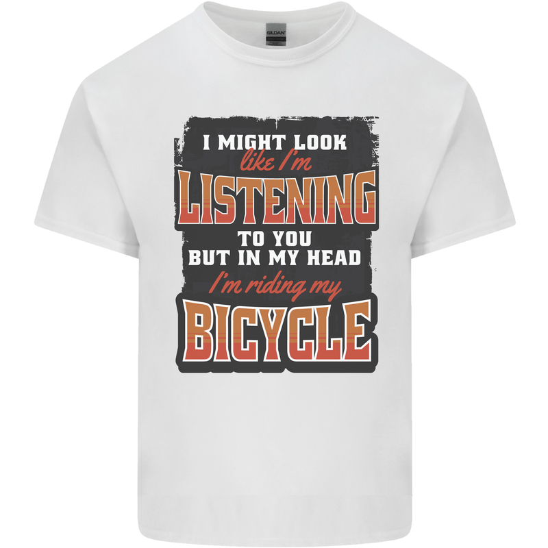 In My Head I'm Riding My Bicycle Bike MTB Kids T-Shirt Childrens White