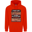 In My Head I'm Riding My Bicycle Bike MTB Mens 80% Cotton Hoodie Bright Red
