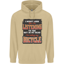 In My Head I'm Riding My Bicycle Bike MTB Mens 80% Cotton Hoodie Sand