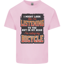 In My Head I'm Riding My Bicycle Bike MTB Mens Cotton T-Shirt Tee Top Light Pink