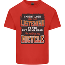 In My Head I'm Riding My Bicycle Bike MTB Mens Cotton T-Shirt Tee Top Red