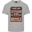 In My Head I'm Riding My Bicycle Bike MTB Mens Cotton T-Shirt Tee Top Sports Grey