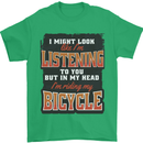 In My Head I'm Riding My Bicycle Bike MTB Mens T-Shirt 100% Cotton Irish Green