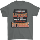 In My Head I'm Riding My Motorbike Biker Mens T-Shirt 100% Cotton Charcoal