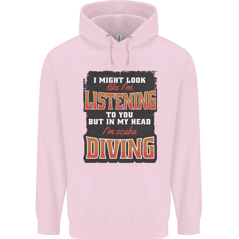 In My Head I'm Scuba Diving Diver Funny Mens 80% Cotton Hoodie Light Pink