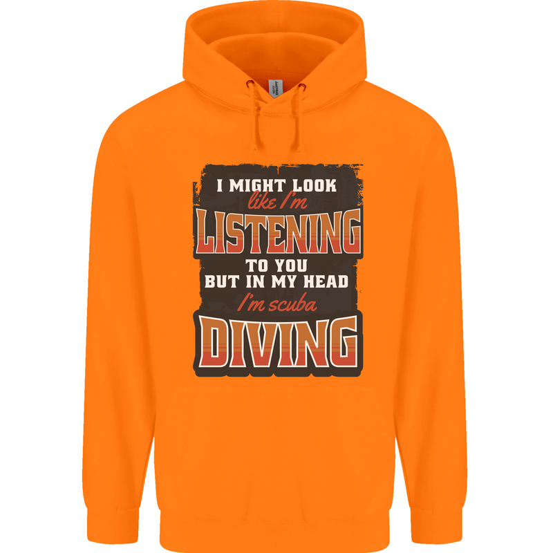 In My Head I'm Scuba Diving Diver Funny Mens 80% Cotton Hoodie Orange