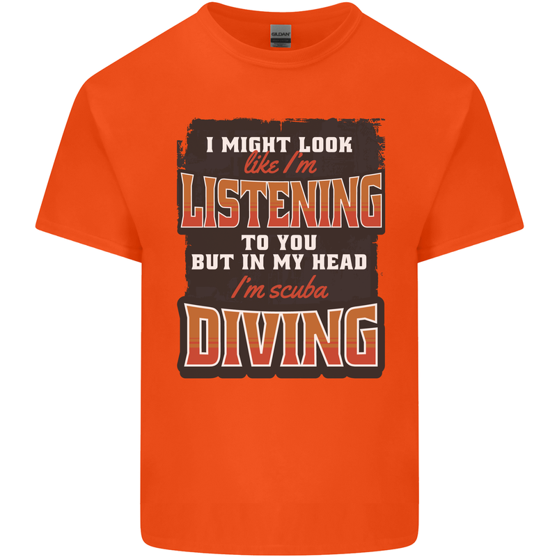 In My Head I'm Scuba Diving Diver Funny Mens Cotton T-Shirt Tee Top Orange