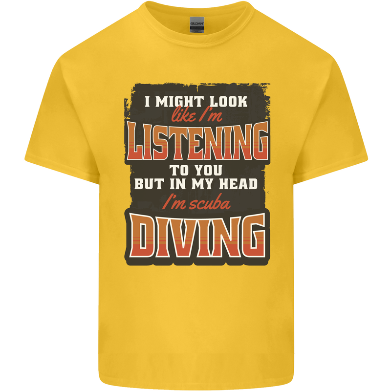 In My Head I'm Scuba Diving Diver Funny Mens Cotton T-Shirt Tee Top Yellow