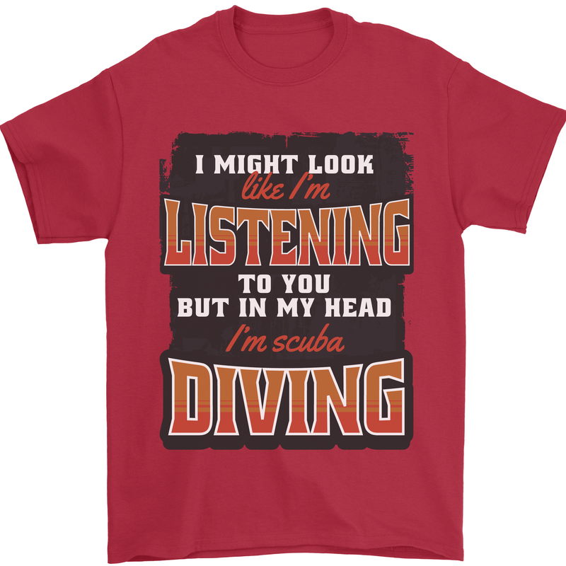 In My Head I'm Scuba Diving Diver Funny Mens T-Shirt 100% Cotton Red