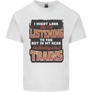 In My Head I'm Thinking About Trains Funny Mens Cotton T-Shirt Tee Top White