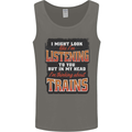 In My Head I'm Thinking About Trains Funny Mens Vest Tank Top Charcoal