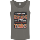 In My Head I'm Thinking About Trains Funny Mens Vest Tank Top Charcoal