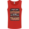In My Head I'm Thinking About Trains Funny Mens Vest Tank Top Red