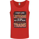 In My Head I'm Thinking About Trains Funny Mens Vest Tank Top Red
