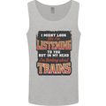 In My Head I'm Thinking About Trains Funny Mens Vest Tank Top Sports Grey