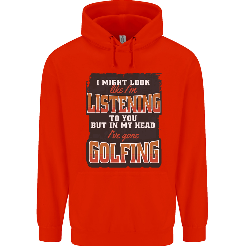 In My Head I've Gone Golfing Funny Golf Mens 80% Cotton Hoodie Bright Red