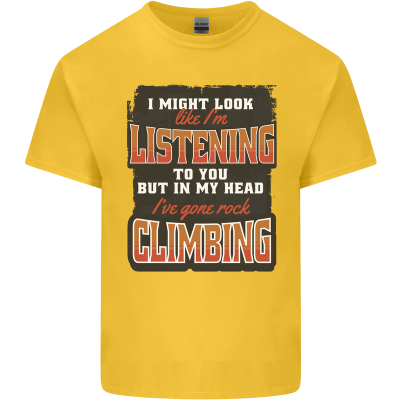 In My Head I've Gone Rock Climbing Climber Kids T-Shirt Childrens Yellow