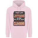 In My Head I've Gone Rock Climbing Climber Mens 80% Cotton Hoodie Light Pink