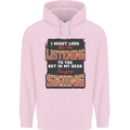 In My Head I've Gone Skiing Funny Skier Mens 80% Cotton Hoodie Light Pink